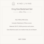 King Size Cotton Bedsheet Set with 2 Pillow Cases - Silver Fern