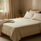 King Size Cotton Bedsheet with 2 Pillow Cases - Warm Beige