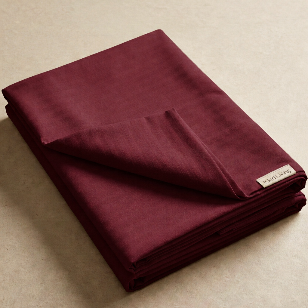 King Size Cotton Bedsheet with 2 Pillow Cases - Classic Maroon