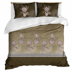 King Size Cotton Bedsheet Set with 2 Pillow Cases - Olive Garden