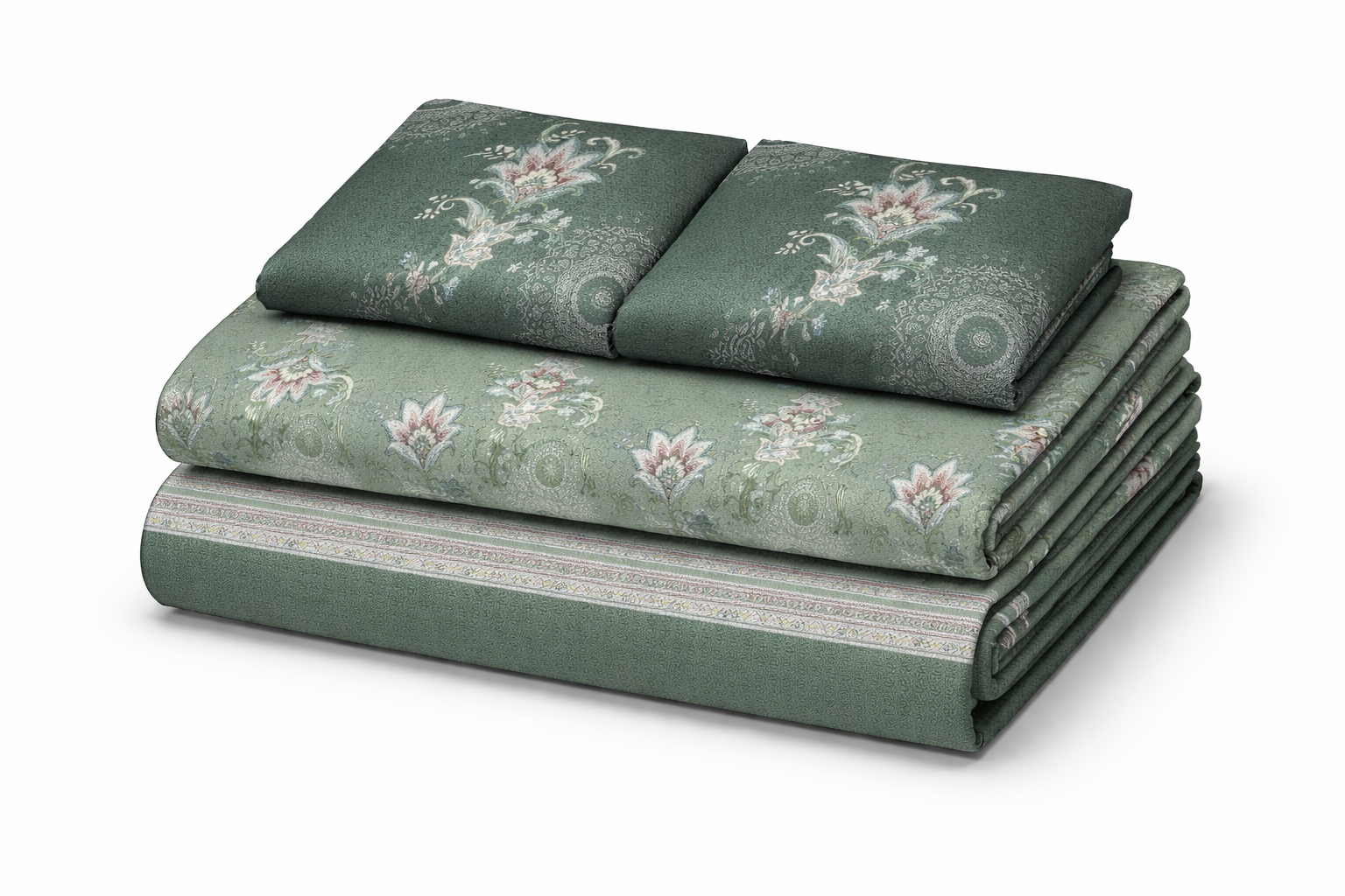 King Size Cotton Bedsheet Set with 2 Pillow Cases - Forest Heritage