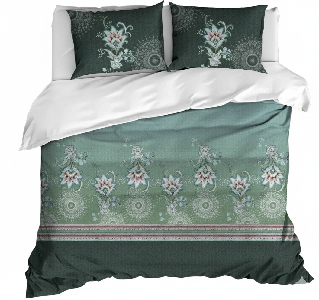 King Size Cotton Bedsheet Set with 2 Pillow Cases - Forest Heritage