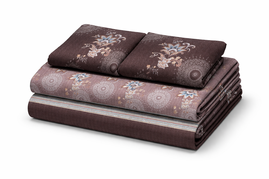 King Size Cotton Bedsheet Set with 2 Pillow Cases - Dusky Glow