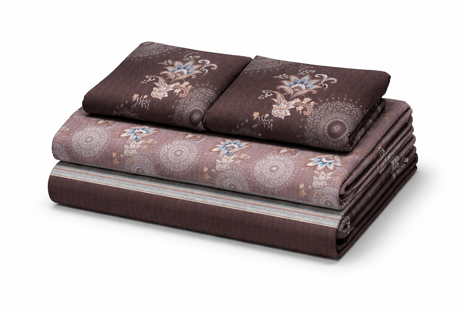 King Size Cotton Bedsheet Set with 2 Pillow Cases - Dusky Glow