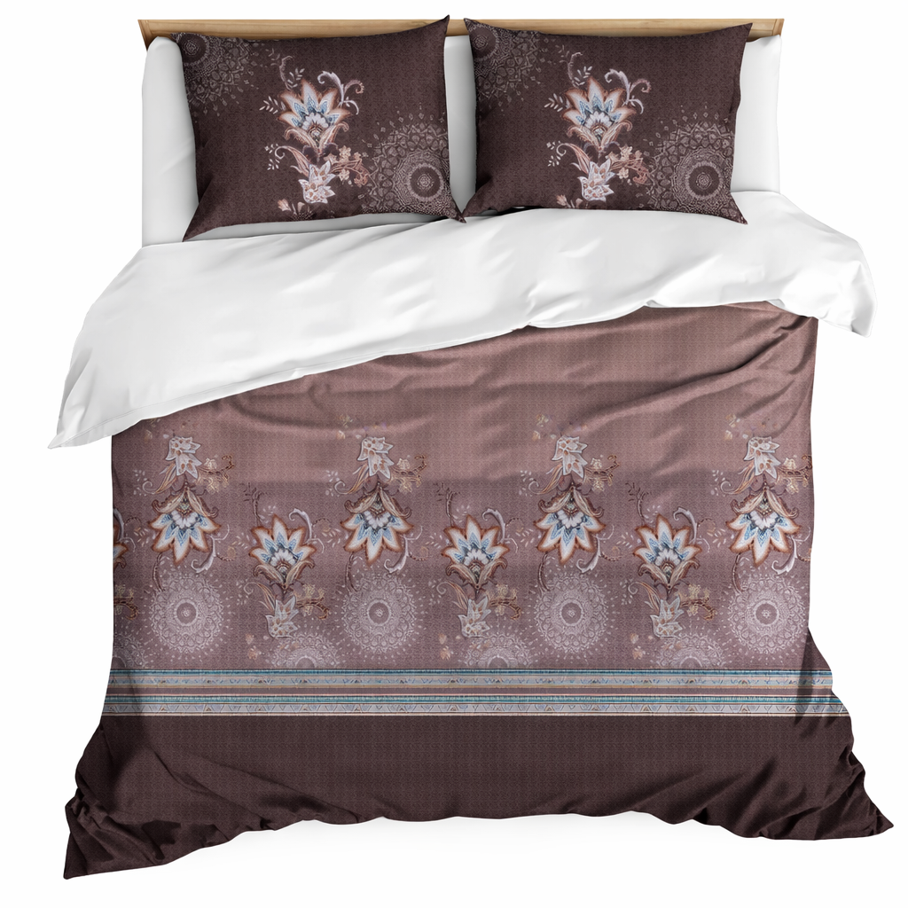 King Size Cotton Bedsheet Set with 2 Pillow Cases - Dusky Glow