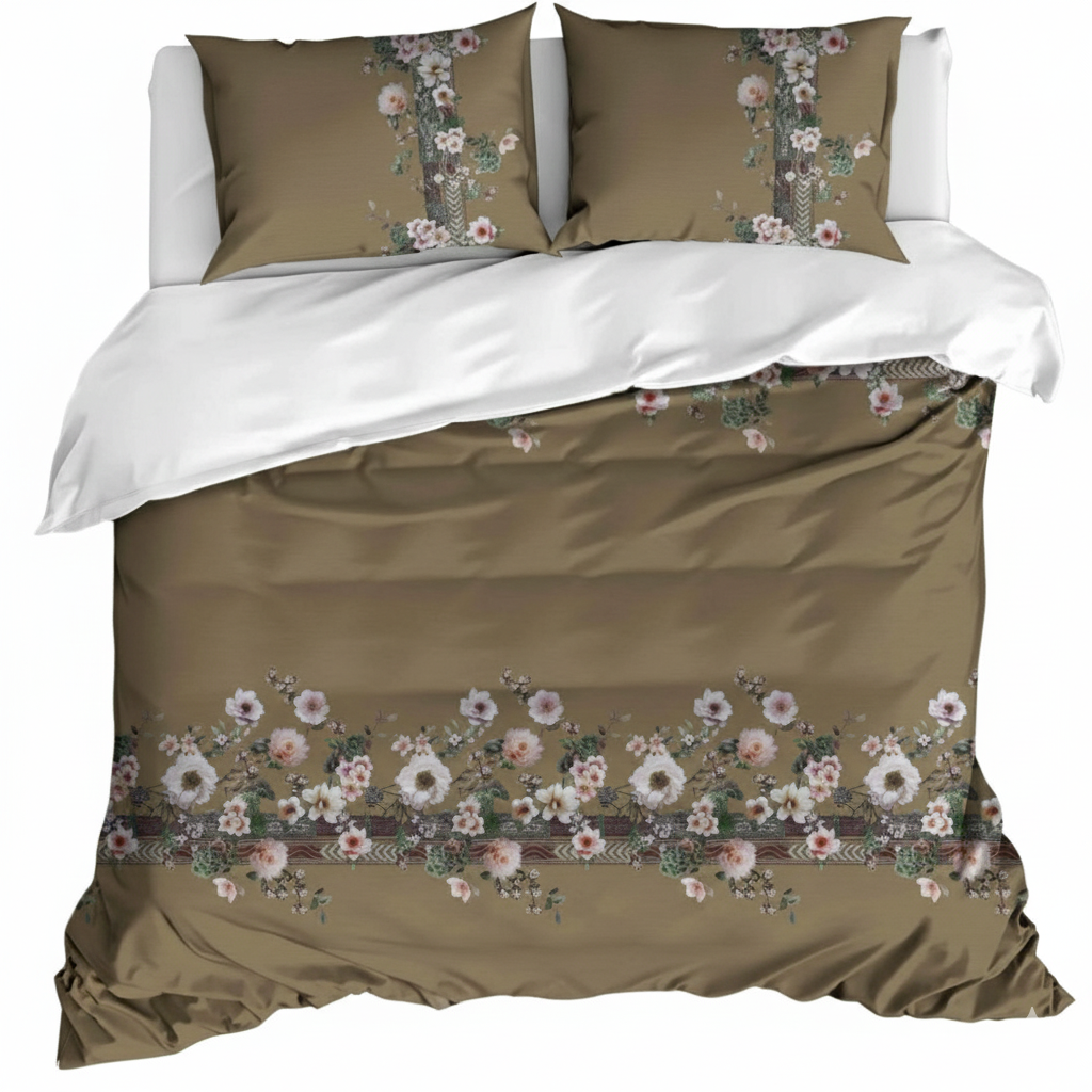King Size Cotton Bedsheet Set with 2 Pillow Cases - Earthy Brown