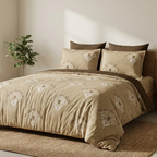 King Size Cotton Bedsheet Set with 2 Pillow Cases - Sand Dune