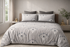 King Size Cotton Bedsheet Set with 2 Pillow Cases - Silver Fern