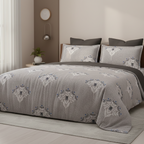 King Size Cotton Bedsheet Set with 2 Pillow Cases - Silver Fern