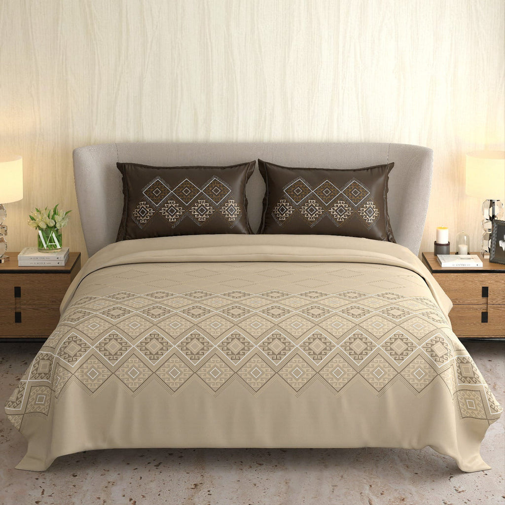 King Size Cotton Bedsheet Set with 2 Pillow Cases - Desert Mocha
