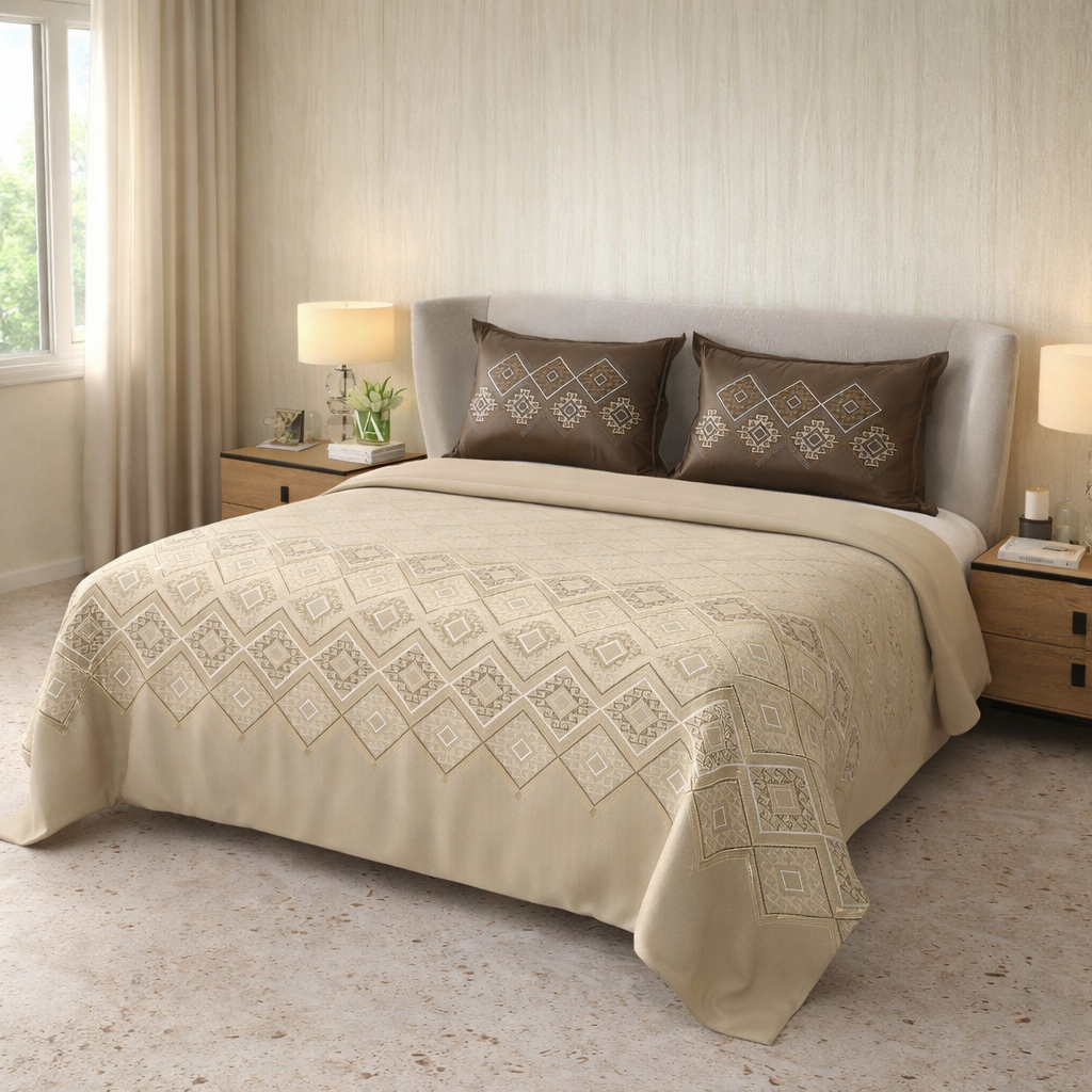 King Size Cotton Bedsheet Set with 2 Pillow Cases - Desert Mocha