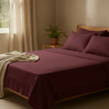 King Size Cotton Bedsheet with 2 Pillow Cases - Classic Maroon